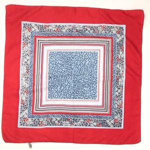 Vintage Scarf Red Tiny Flowers Blue Jason‎ Maxwell